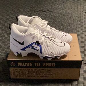 Nike Alpha White and Black Cleats with Blue Accents